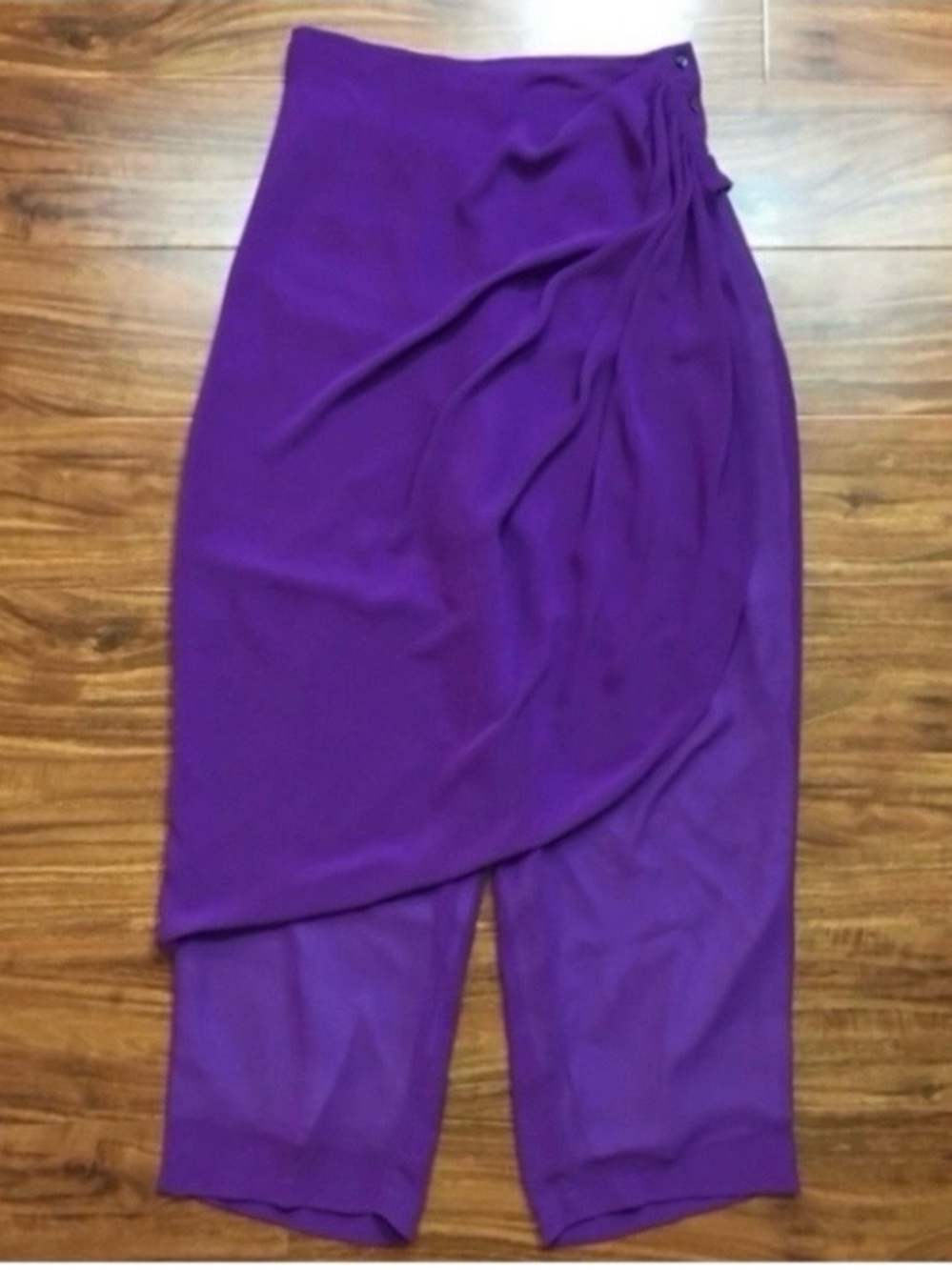 Vintage Womens Sarlini Italy Purple Layered High Waist Crop Pants Size 6 Classic